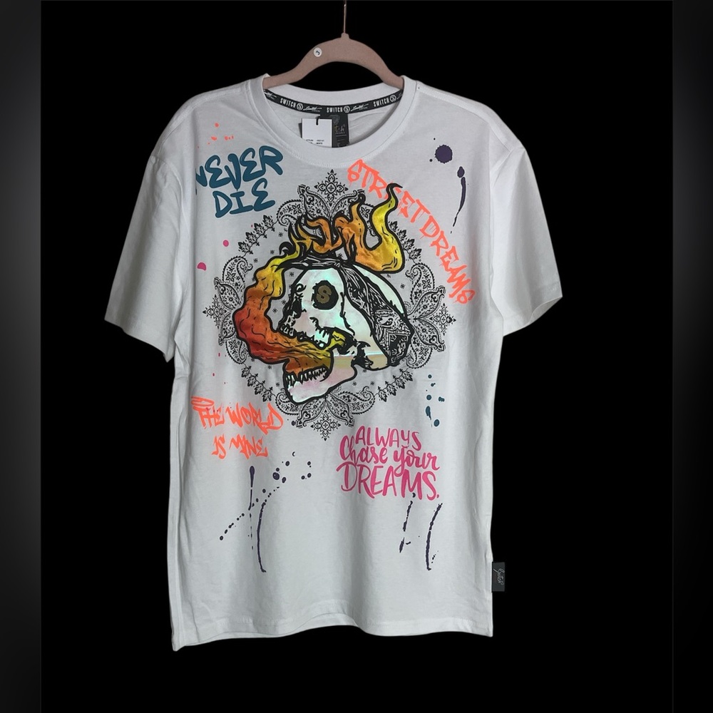White Graphic Men's T-Shirt with Eye Design
